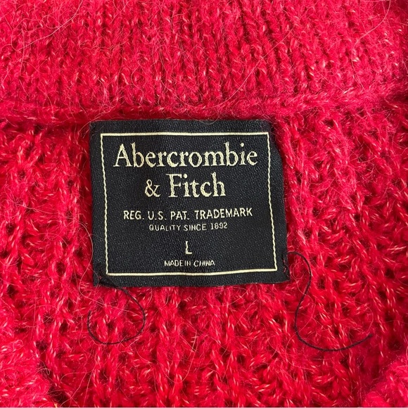 Abercrombie & Fitch Dark Pink Lofty Puff Sleeve Crewneck Sweater - 20892 - Picture 6 of 8